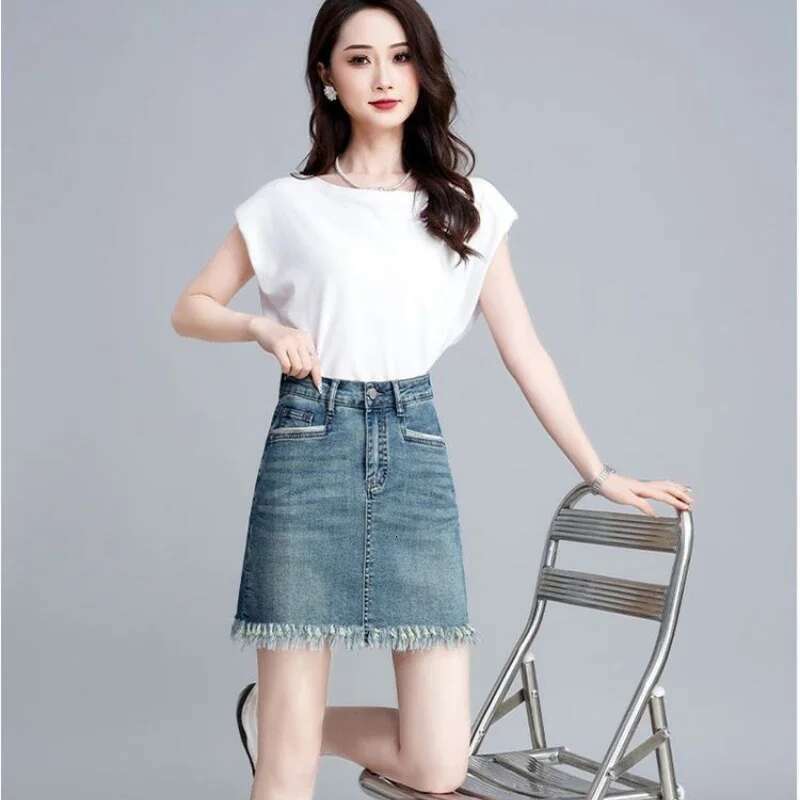 Summer 2025 Korean Fashion High Waist Short Jeans Skirts for Women Modest Aesthetic Premium New In Y2k Vintage Woman Denim Skirt