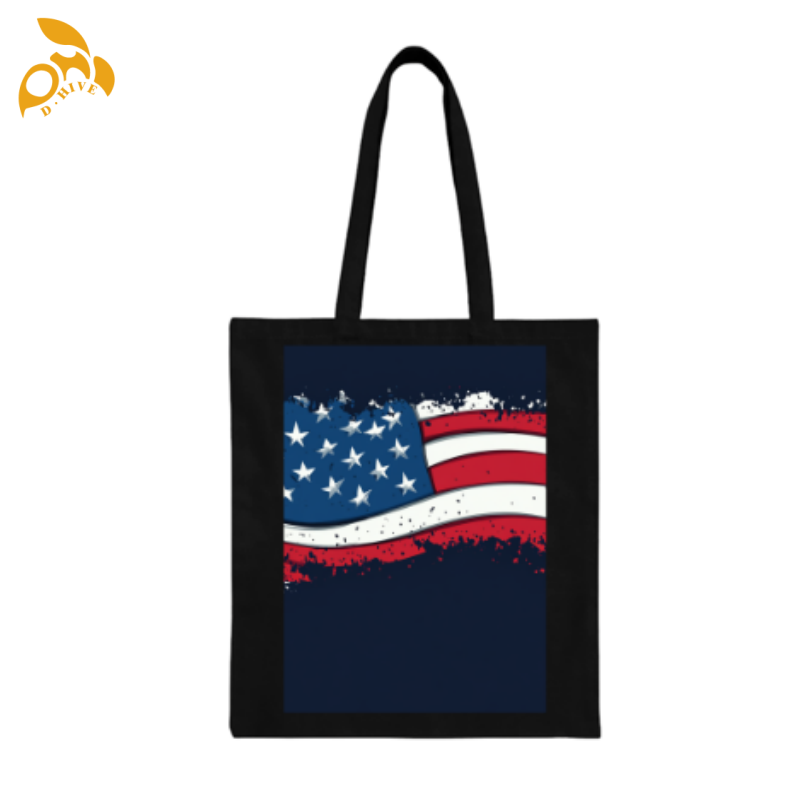 Free shipping TOP trendy designers customize lightweight and high-quality black full-print canvas tote DIY bags from US