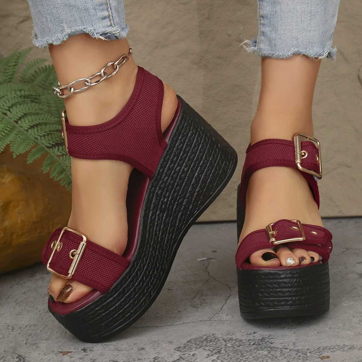 Summer Womens High Heel Shoes 2025 New Casual Platform Wedge Heel Sandals Womens Fashion Open Toe Rome Sandals Sandalias Mujer Z250617