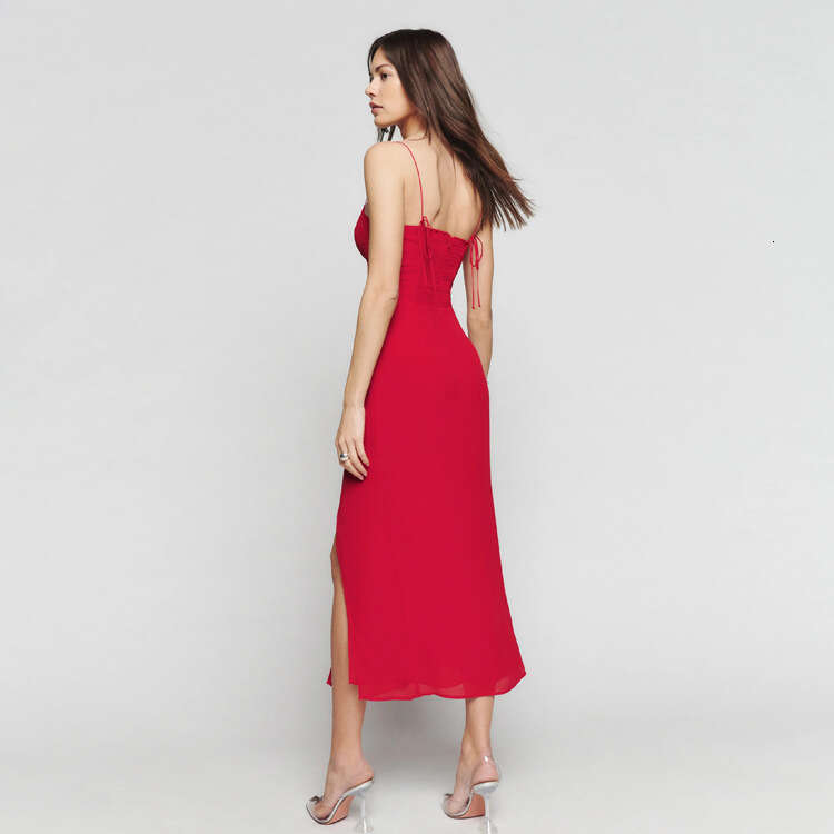 Women Dress Dresses for Woman Designer Dress Designer Skirt N231 Summer 2025 Solid Color Split Mid-length Slim Fit Strap Dress French Style Womens Fas