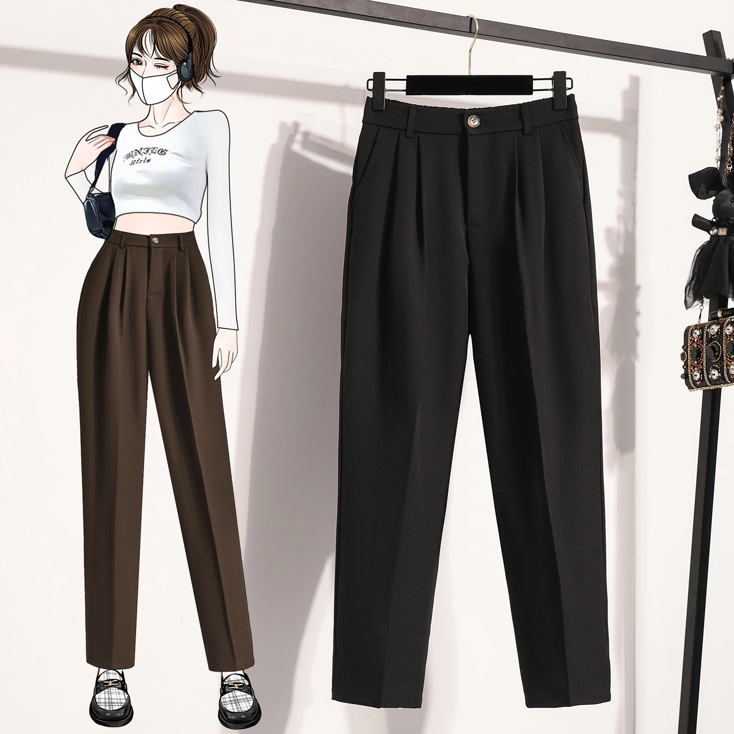 Plus Size Pants Woman 2024 Autumn Winter Arrival High Elastic Waist Suit Pants High Quality Korean Style Straight Trousers 250609