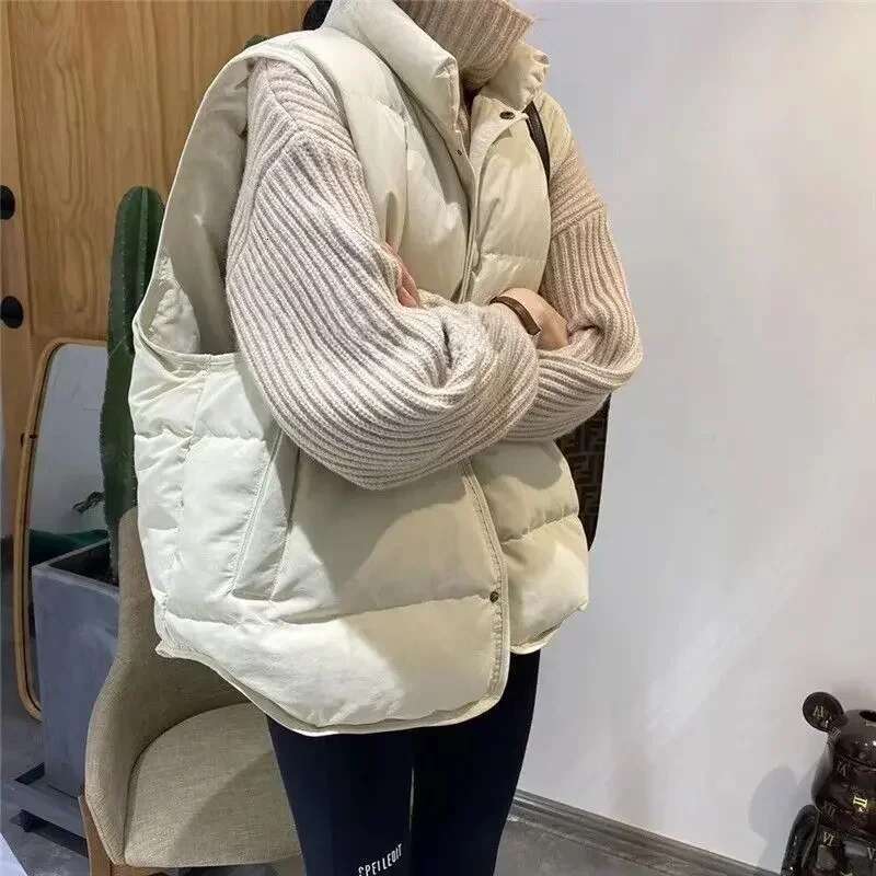 Short Loose Lady Giletes Half Sleeveless Cheap Warm Korean Style Womens Padded Cotton Vests Coats on Sale Trend 2025 Pretty
