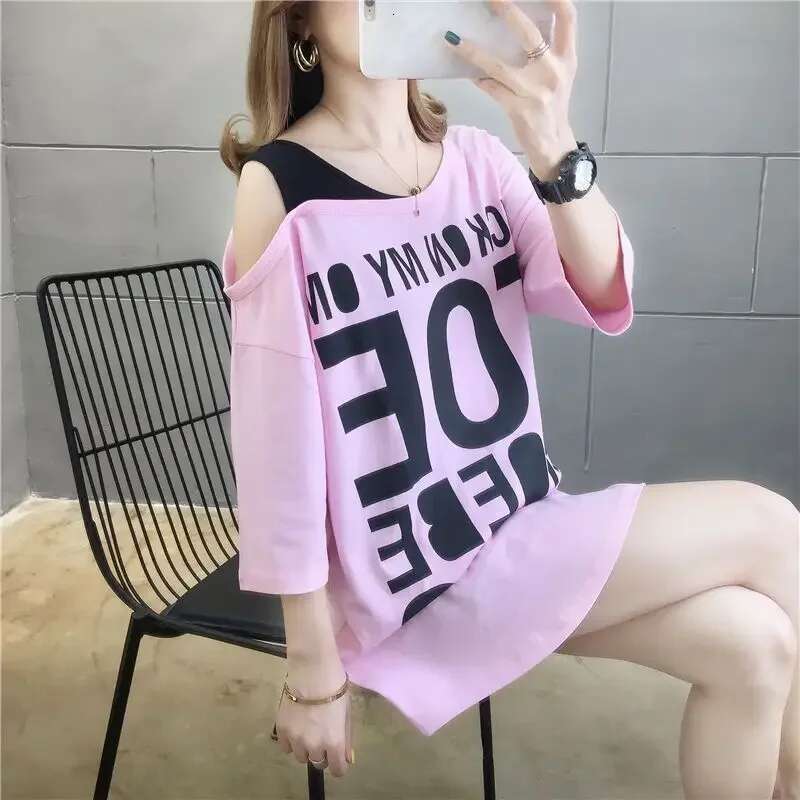Tops Woman Coquette Clothes Sexy Off Shoulder Short Sleeve Baggy Graphic T Shirt for Women Korean Reviews Many with Sleeves Kpop