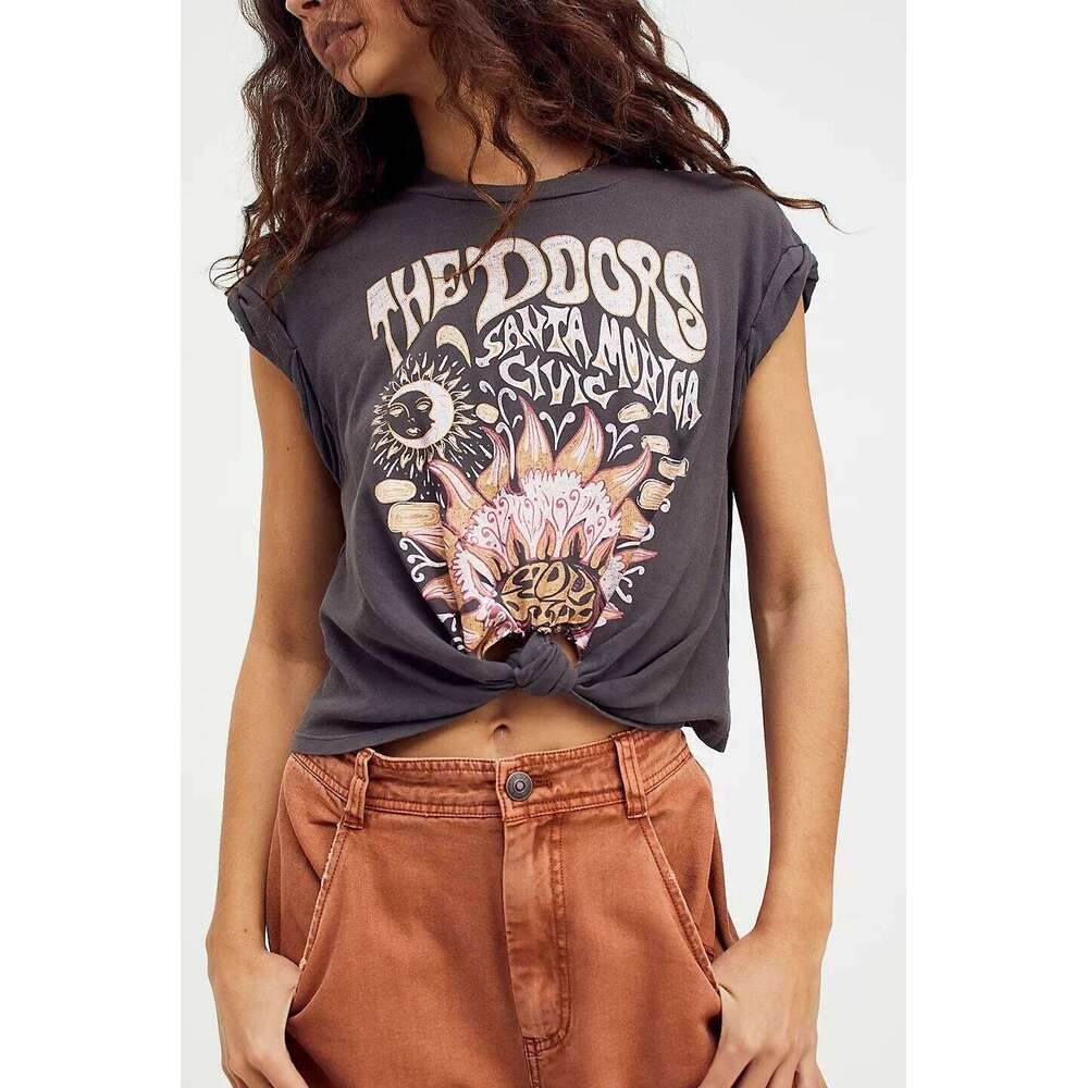 Designer Clothing 2025 Boho Inspired Eagle Printed T-Shirts Women Short Sleeve O-Neck Cotton Faded Tee Female Streetwear Vintage Wild Punk T Shirt Top