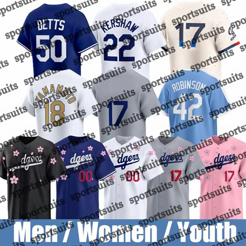 #17 Shohei Ohtani Jersey dodgerS Jersey #5 Freddie Freemann Jersey #18 Yoshinobu Yamamoto Jersey 50 Mookie Bettss shirt Blake Snell Jackie Robinson Baseball Jerseys