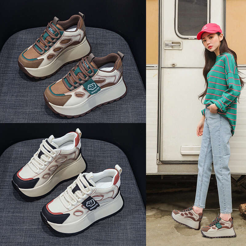 Platform Height Increasing Dad Sneakers 2025 Spring Internet Celebrity Hot Casual Fashion Versatile Sports New Shoes For Petite Women