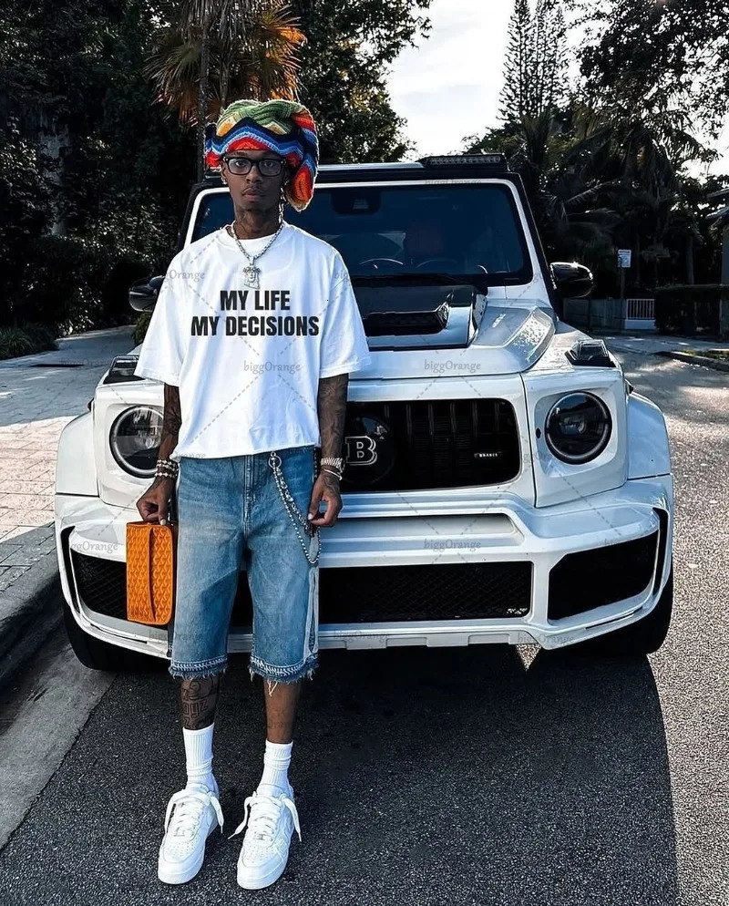 American Retro Letter Print Oversized T-shirt Men Hip-hop Personality Streetwear Rock Punk Harajuku Casual Loose Round Neck Top 250616