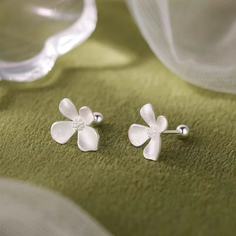 925 Sterling Silver Vintage Earrings For Women Trendy Simple Bump Flower Earring Jewelry Prevent Allergy Party Accessories Gift 250610