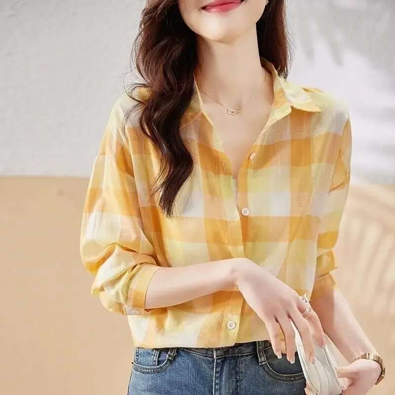 Shirts Blouses for Women Chiffon Woman Top Summer Full Long Sleeve Elegant Luxury Basic S High Quality Novelty 2025 Fashion M