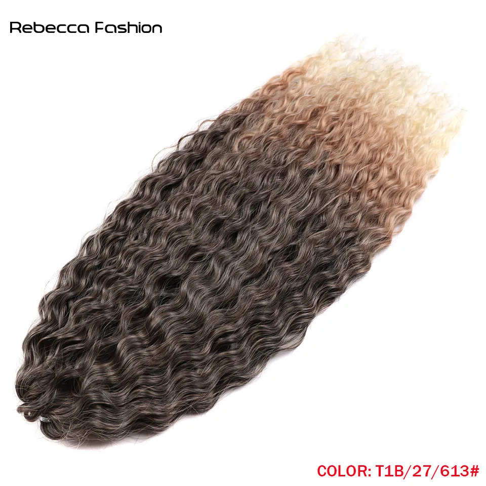 Rebecca Fashion Crochet Soft Water Wave Dreadlocks Afro Curls Braid 22" Ombre Blonde Red Kanekalon Hair Extensions For Women