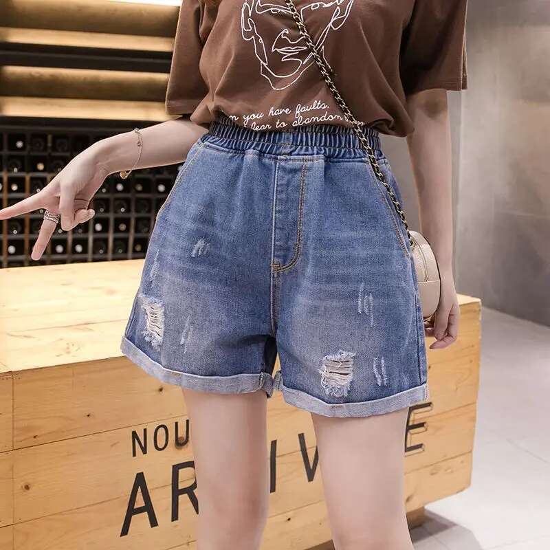 Womens Shorts Jeans Short Pants For Woman To Wear Home Ripped Denim With Waist Pocket Wide Trend 2025 Low Price Summer Luxury