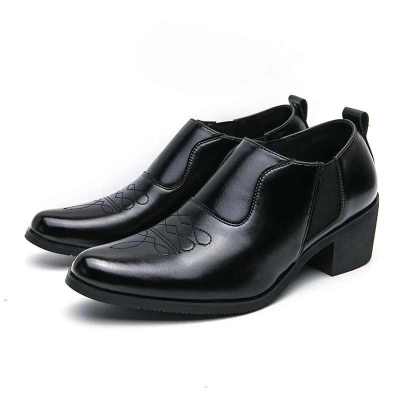Men Heightened Shoes 6cm High Heels High Quality Leather Shoes Business Party Dress Wedding Shoes Plus Size Slip-on Casual Shoes 250613