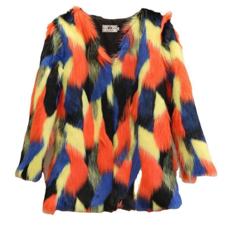 ZXRYXGS Spell Color Imitation Fur 2024 Temperament Trend Autumn Winter Fashion Medium Length Coat for Women Size S-9XL