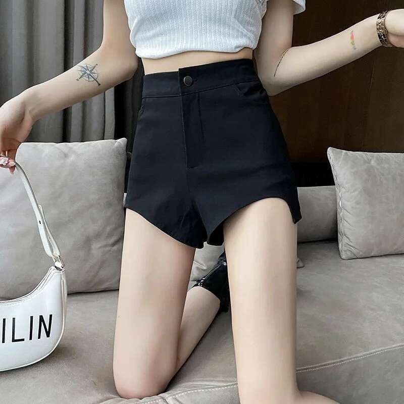 Skinny Womens Shorts Cute Knit Black Mini Booty Kawaii Sexy Tight Short Pants for Woman To Wear Hot XL Elegant Korean Style XXL