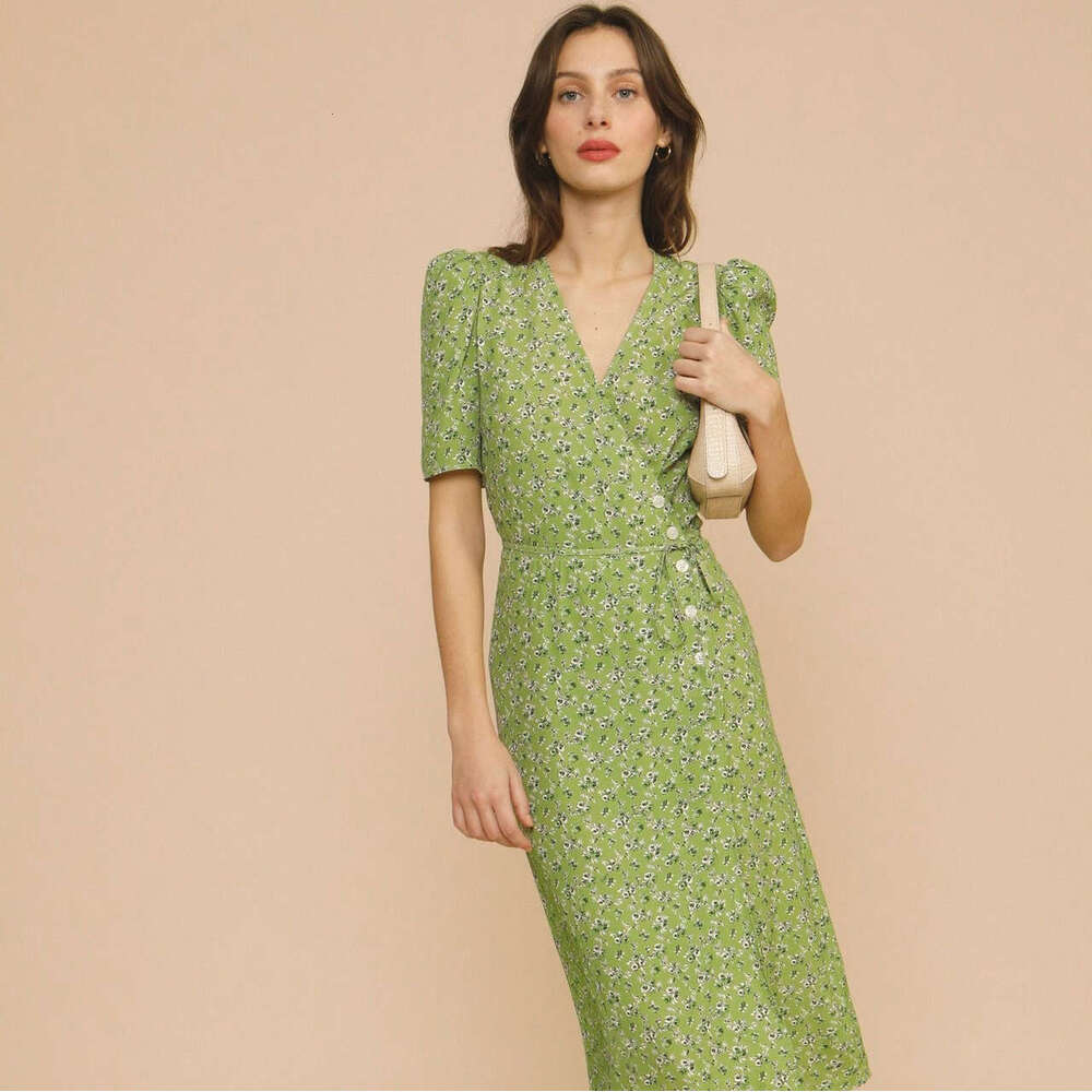 Dress Designer Black Dress Designer Dresses for Women Floral Dress Vestido Devise 114#button Tea Wrap Summer New French Style Womens Dress