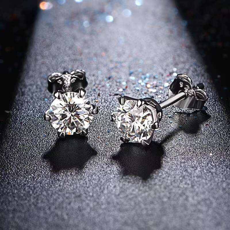 Flat Back Dainty 1 Carat Sterling Silver 925 Ladies Moissanite Stud Earrings for Women