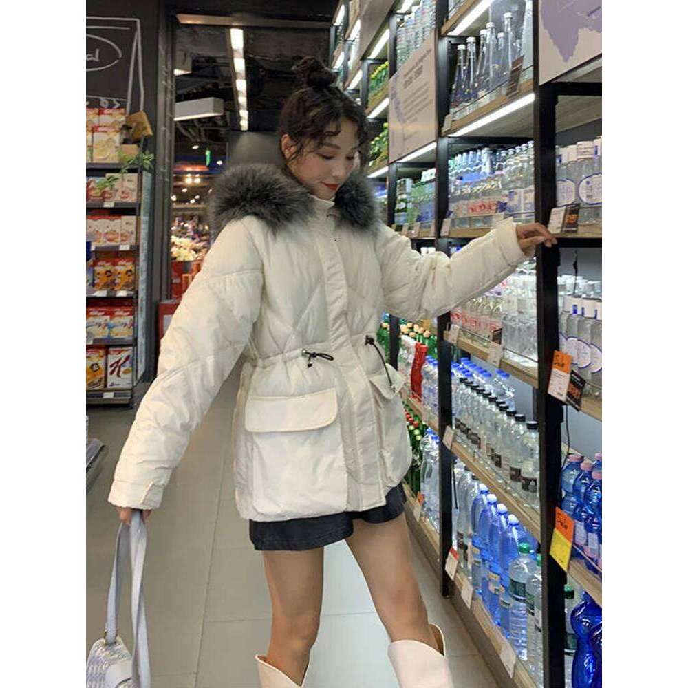 2024 Winter Down Jackets Women Fur Collar Warm Parkas Fashion Hooded Puffer Jacket Coats Big Pocket Female Padded Overcoat