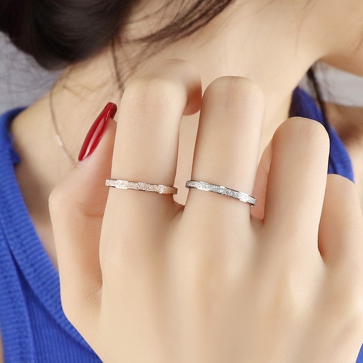 Minimalist Elegant Temperament Matte Ultra-Thin for Women High-End Titanium Steel Non-Fading Ring