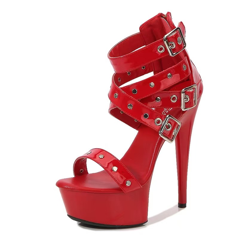 Heels High Summer For Women Sandals Platform Flip p 2024 Large Black White Red Party Dance Shoes Ladies 38c8