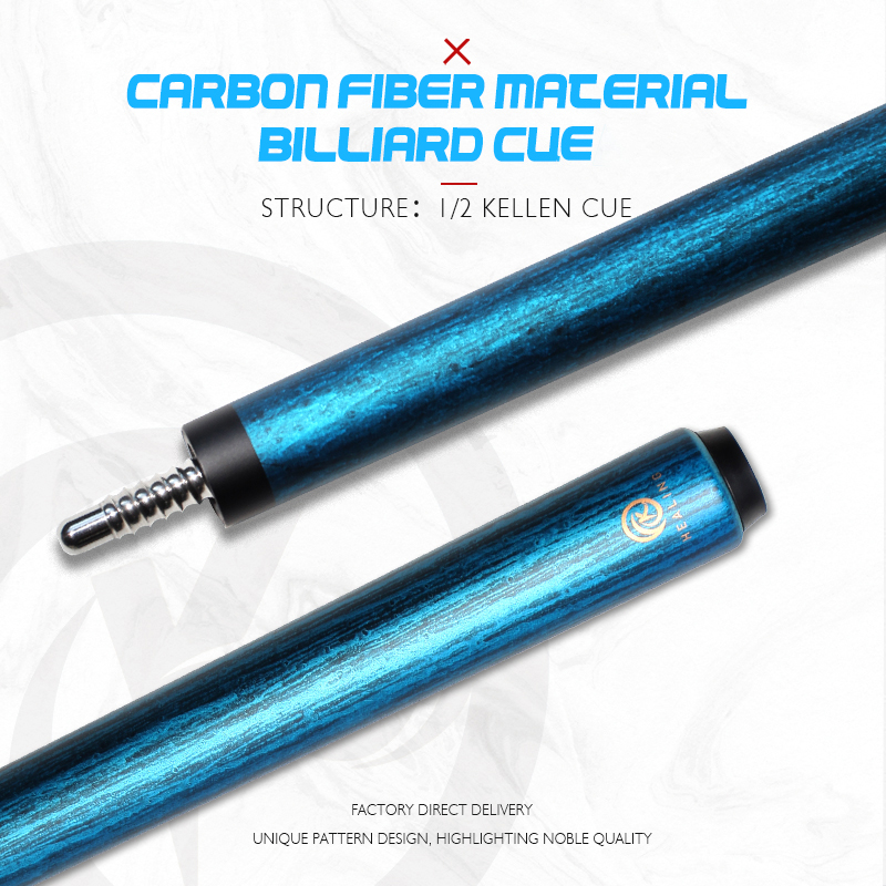 OKHEALING Carbon Fiber Pool Cue 12mm Pigskin Tip Black Technology Billiard Cue Sticks143cm 56inch 18oz Radial Pin Joint Billiard Cue Pool Game Cues