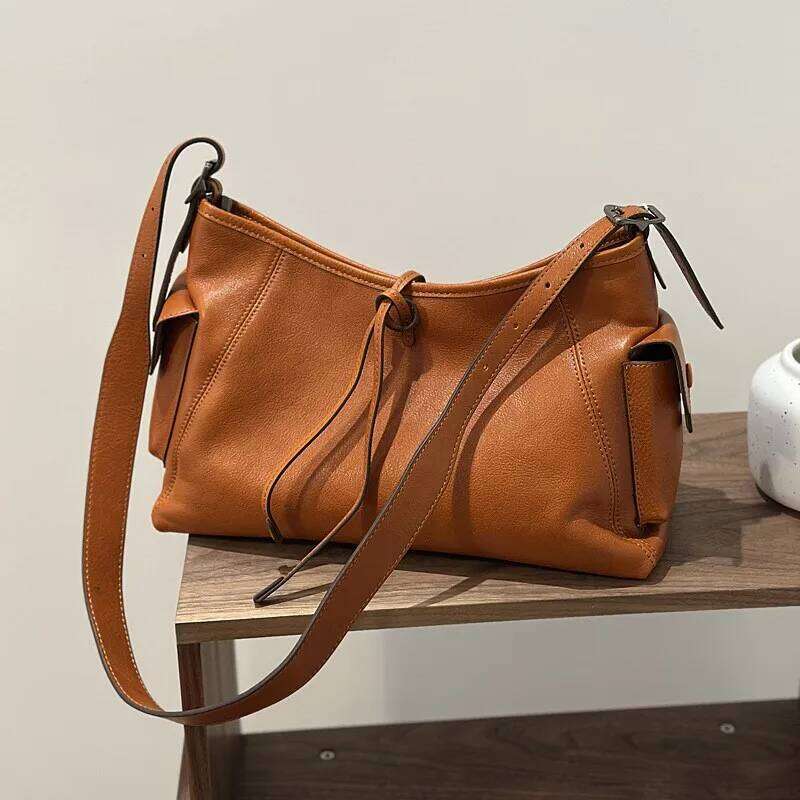 Johnature Casual Tote Bag 2025 New Genuine Leather Soft Cowhide Large Capacity Simple Commuting Women's Shoulder Bags