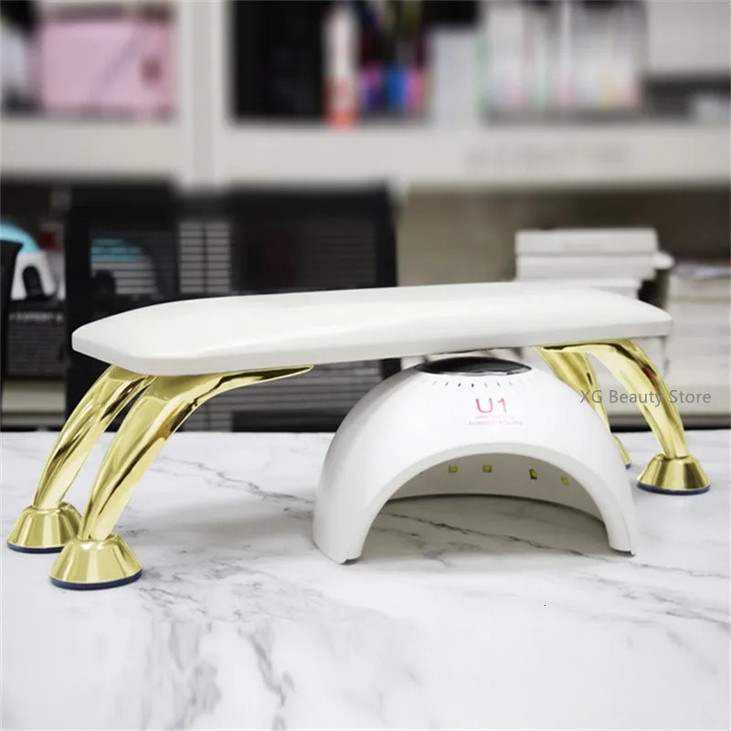 1PC White Detachable PU Leather Nail Art Armrest Mat with Stainless Steel Bracket - Nail Hand Pillow for Salon Home Use 250612