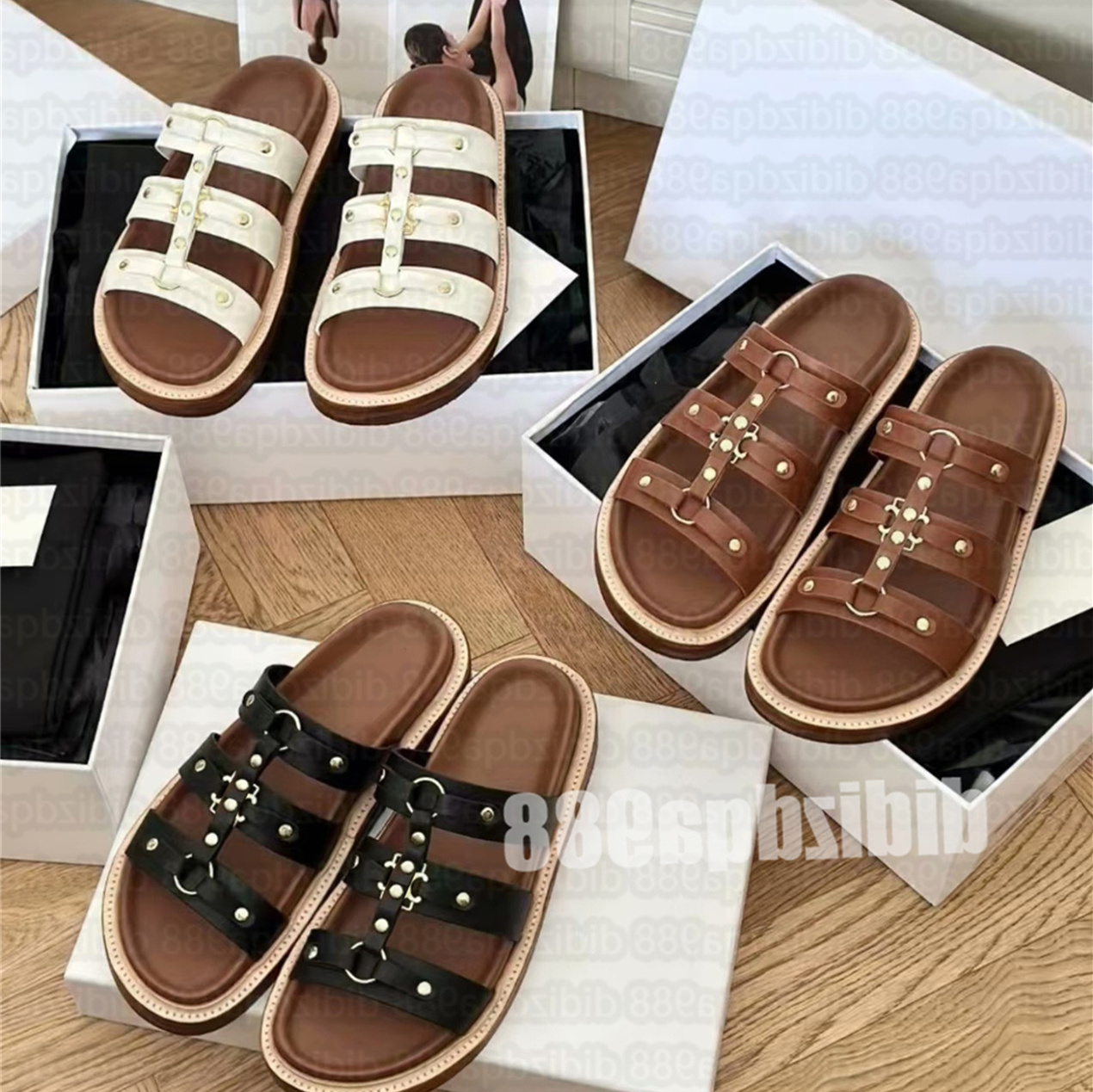 Designer men's loafers Mule Thong Sandals Glass Shoes Gladiator Slippers Vintage leather White mule platform with slippery women's clogs slip