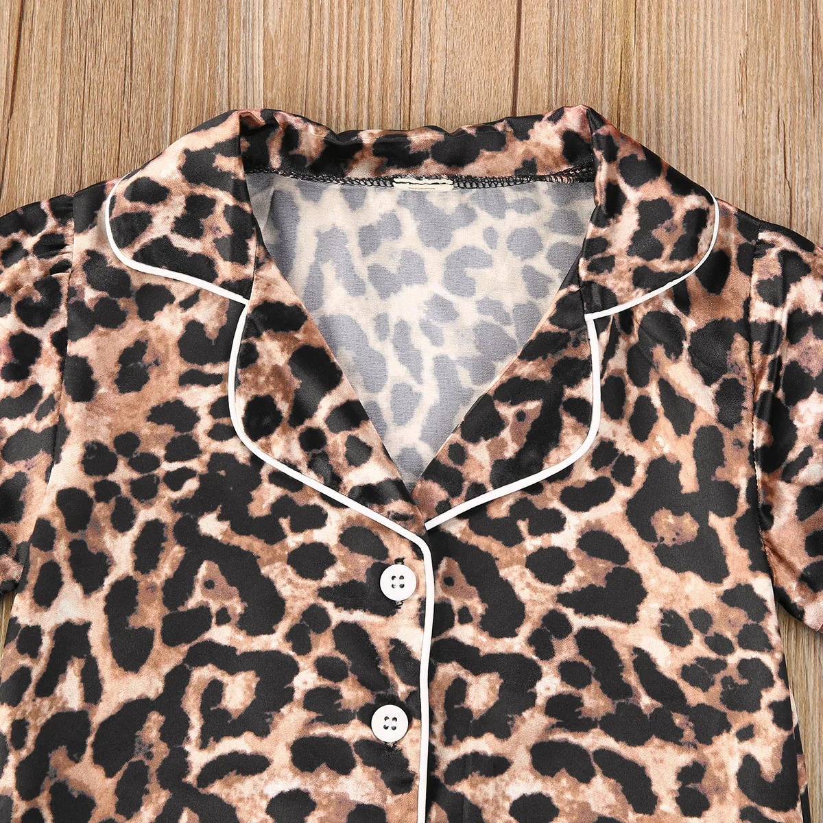1-6Years Fashion Toddler Baby Boy Girl Leopard Pajamas long / short sleeve Top Pants Button-Down Sleepwear Nightgown 250617