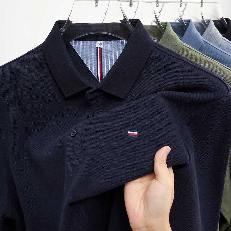 New Mens Casual and Fashionable Embroidered Long Sleeve Polo Shirt Comfortable Breathable and Versatile Summer Top XJ250617