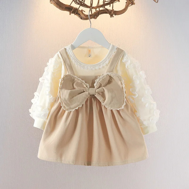 Girls Autumn Dress Style Baby Girl Dress Stylish Childrens Princess Dress Baby Clothes Autumn Big Bow 250617