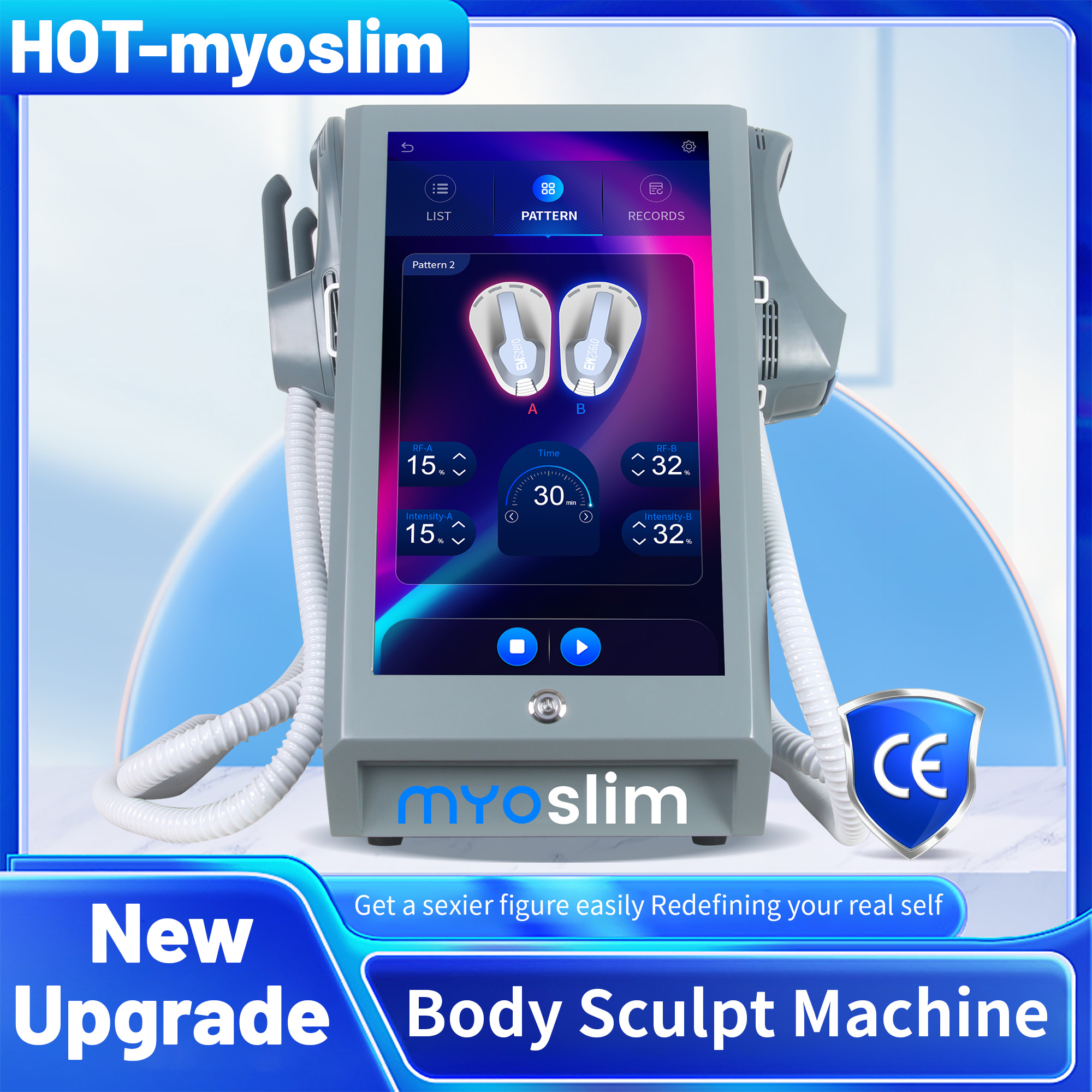 Myoslim NEO 6500W 200HZ 15Tesla RF EMS Body Sculpting Machine Professional Slimming Device Muscle Stimulator Fat Burn Toning