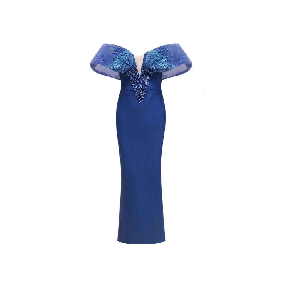 Spring Summer Solid Color Sexy with Rhinestones Elegant Long Dress