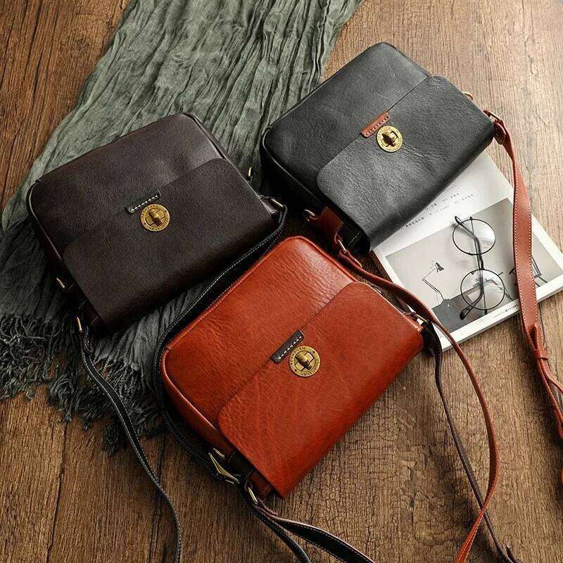 Johnature High Quality Genuine Leather Messenger Bag 2025 New Vintage Natural Real Cowhide Solid Color Women Shoulder Bags