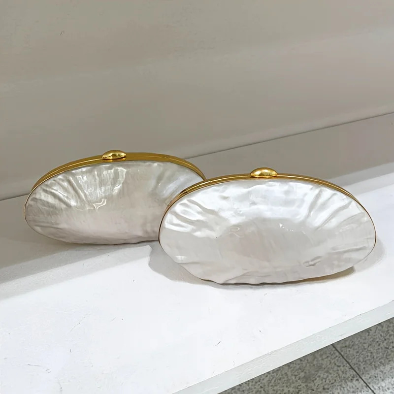Shell Clutch Bag Acrylic pearl color frame purse women wedding evening party cute ivory handbag spring 250614