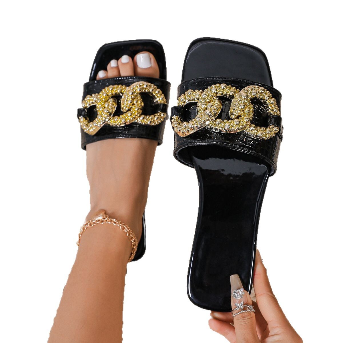 Women's flat shoes crossover plus size casual women's sandals designer sandals fashionable women's slippers sandals