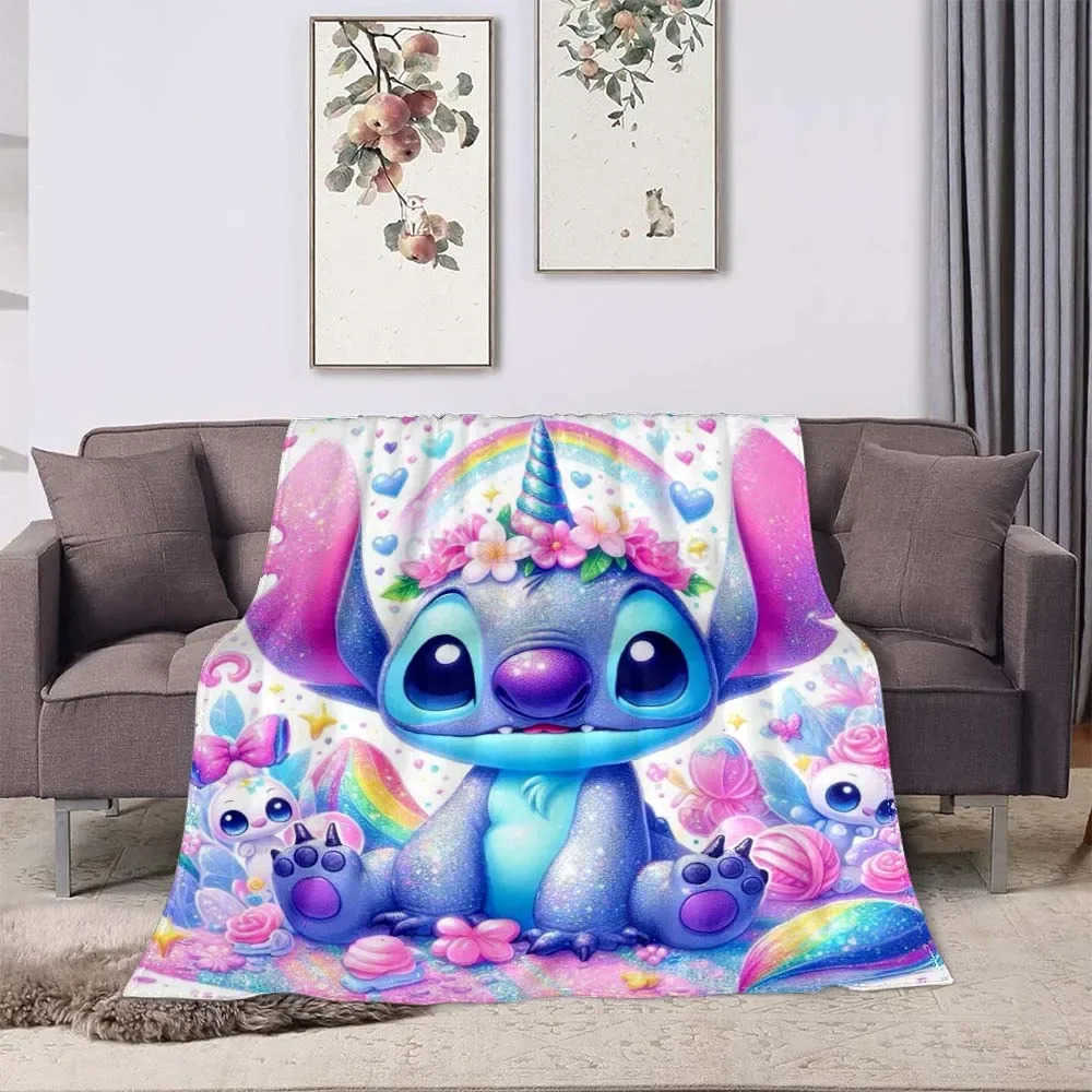 Disney 3D Printing Disney Stitch Blanket Cute Cartoon Lilo Stitch Soft and Comfortable Childrens Lunch Blanket W250617