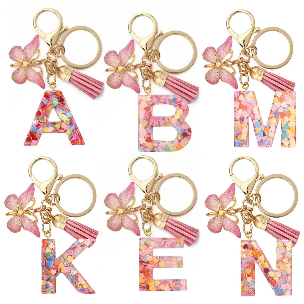 Fashion DIY AZ Letters keychain Metal Holder Pendent Key Chain Women Car Ring Simple Letter Name Party Gift Jewelry 250606