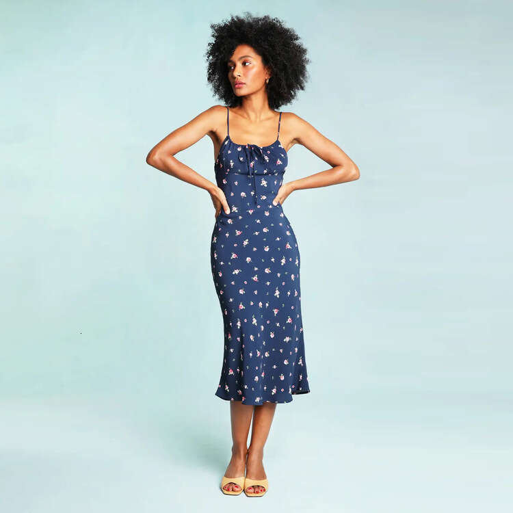 Bodysuit Clothes Women Designer Floral Dress N054 Summer 2025 Printed Over-the-knee Mid-length Slim Fit Strap Dress French Style Womens Fashion