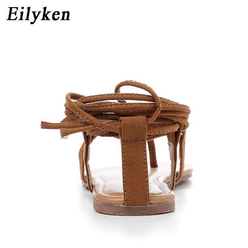 Eilyken Summer Casual Roman Women Sandals Cross-Strap Tall Knee High Thong Designer Narrow Band Flat Sandals Flip Flops Shoes Z250617