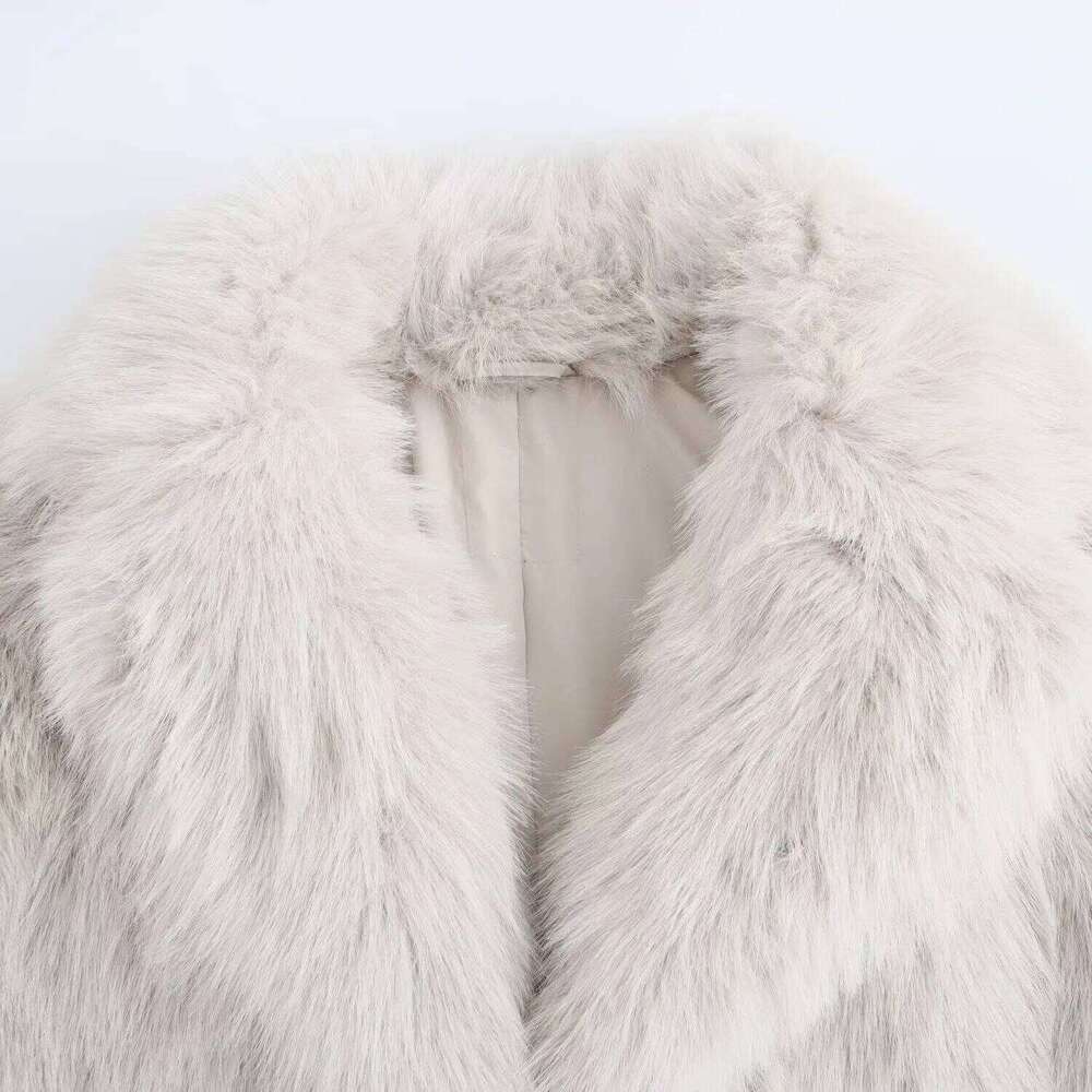 DEEABAE Korean Women's Clothing Street Style Retro Thick And Warm Artificial Fur Effect Medium Length Outerwear