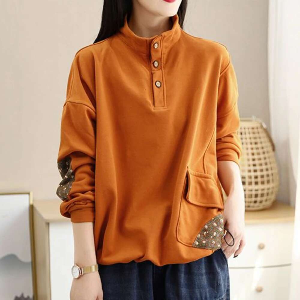 Sweatshirts for Women Pullovers Button Female Clothes Plain Long Sleeve Essential Kpop M Korean Fashion Basic Tops 2000s Emo Xxl