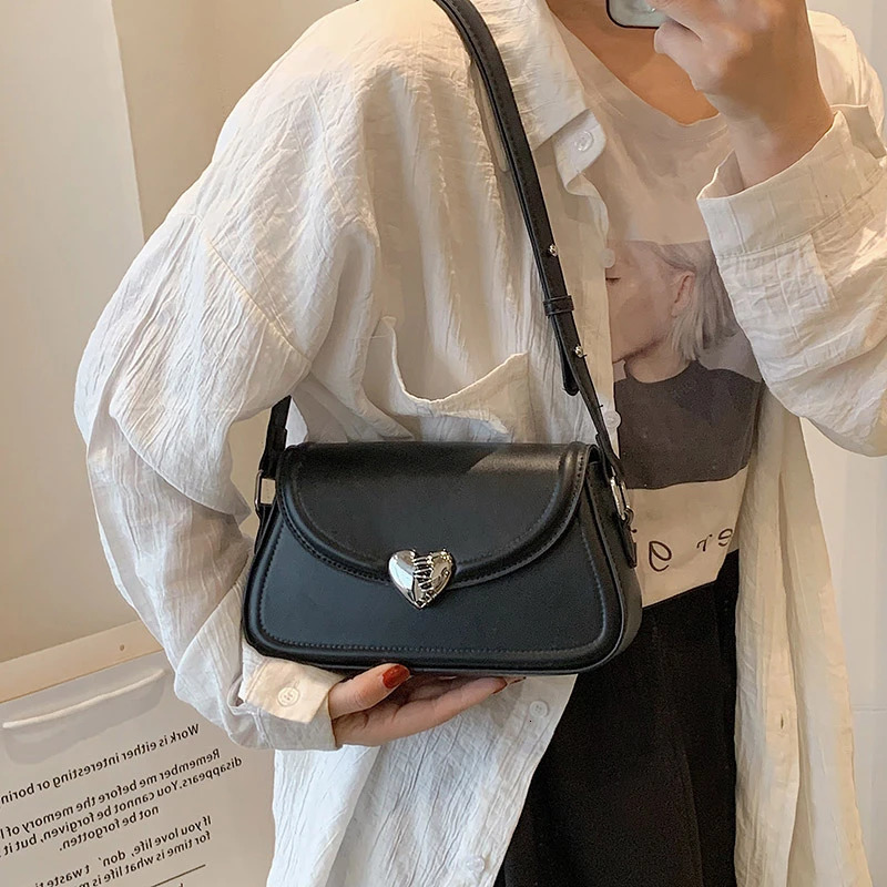 MOODS Loving Heart Buckle Crossbody Bags For Women Handbags Silver Color Small Shoulder Underarm Phone Bag 250614