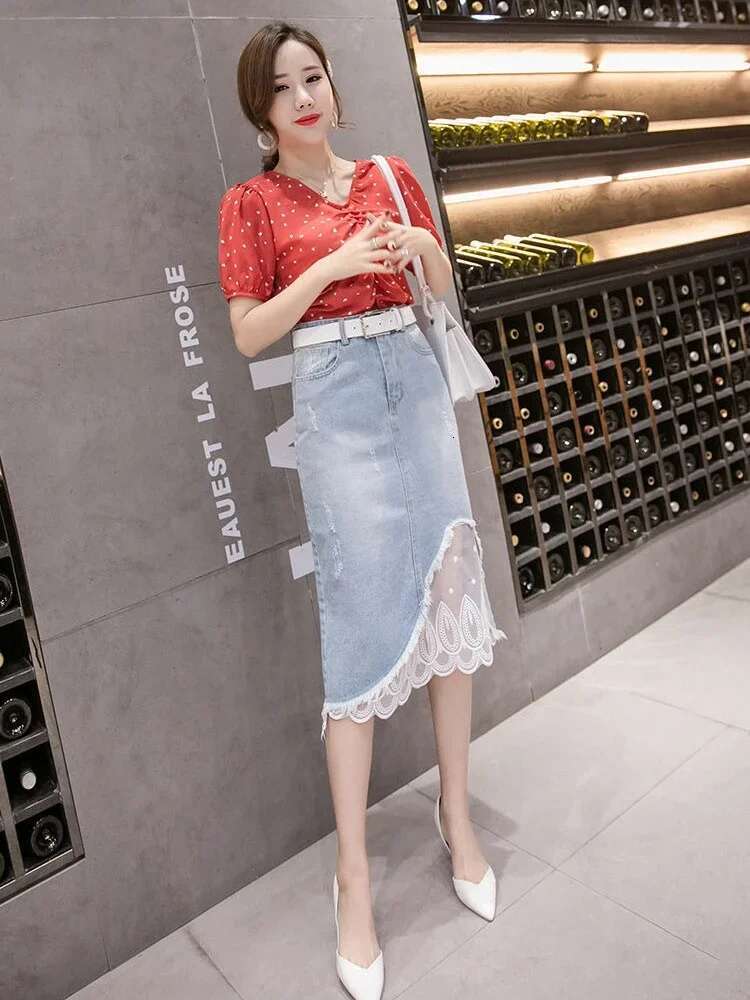 Jeans Skirts for Women Fashion Mesh Splicing High Waist Woman Denim Skirt Korean Style Luxury Elegant Y2k Vintage Clothing Sales