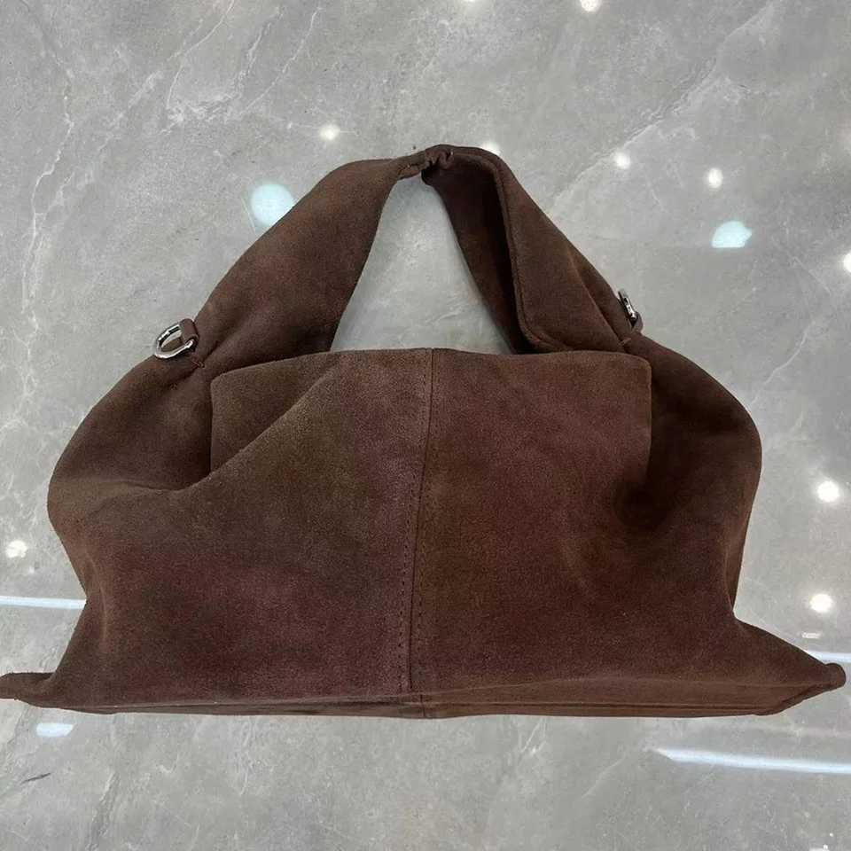 Annmouler French Cow Suede Large Genuine Leather Handbag First Layer Cowhide Leather Top Handle Bag with Shoulder Strap Commute Z250617