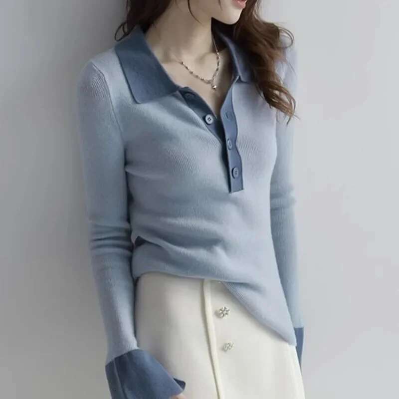 Plain Commute Tops Long Sleeve Womens Polo Shirts Casual Cheap Clothes With Collar Female Tee Korean Popular Aesthetic T-shirts