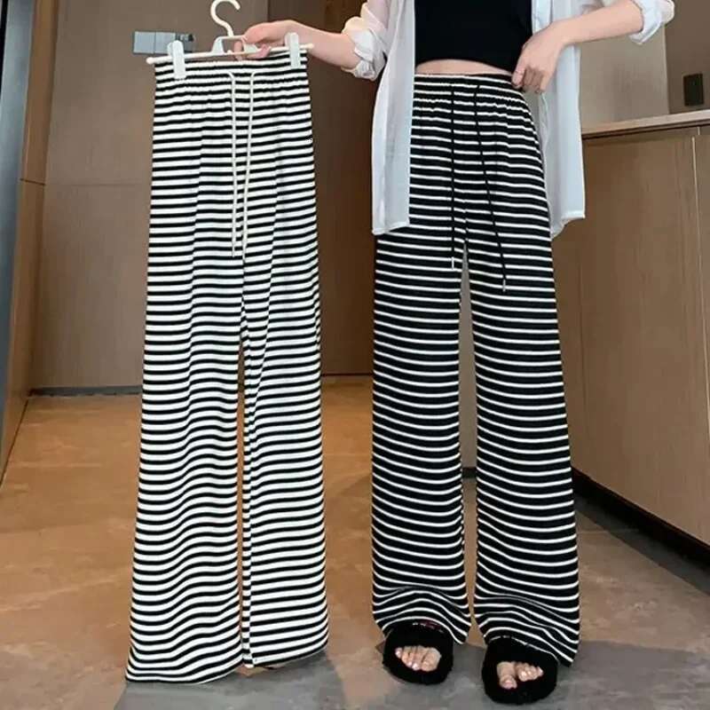 Baggy Female Trousers Elastic Waist Loose Womens Pants Korean Fashion Xxl High Quality One Size Slacks Trends 2025 Clothing G