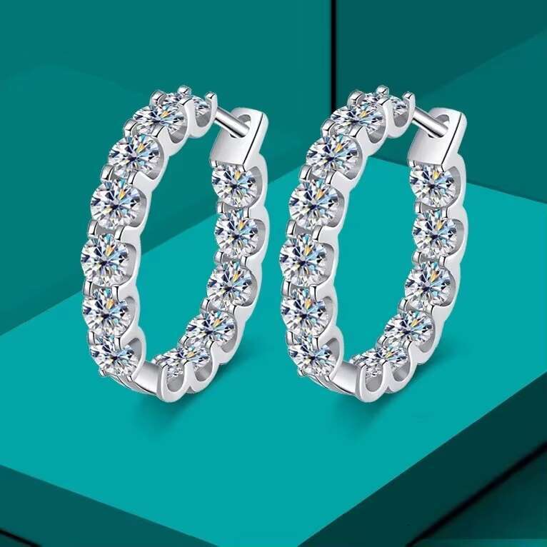 Gra Certified 2.6ct Moissanite Earring 925 Sterling Sliver Wedding Huggie Moissanite Hoop Earring for Women Wedding Jewelry