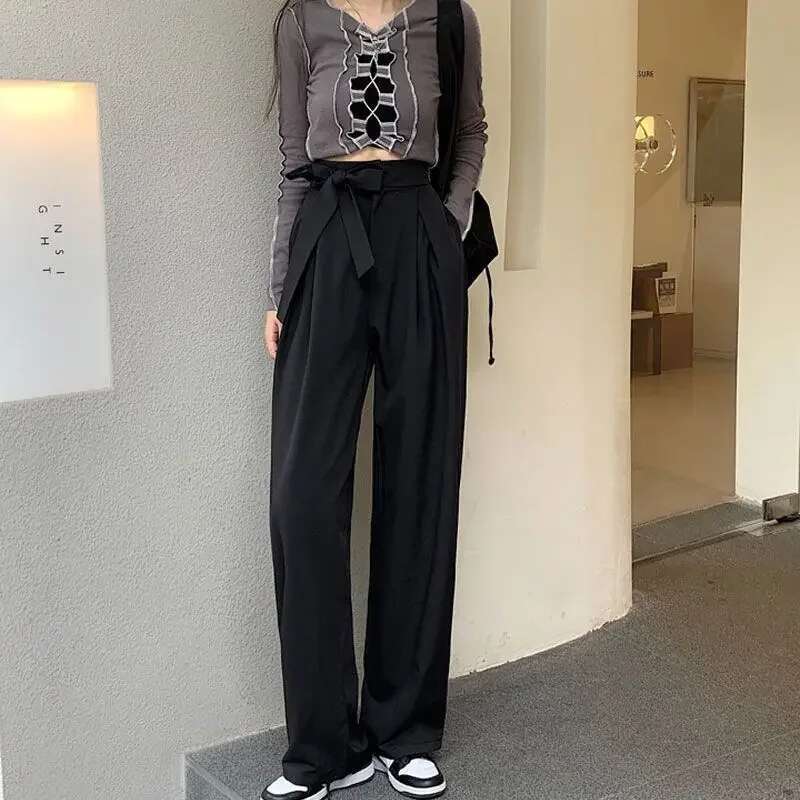 Pants for Women Long Korean Fashion With Pockets Woman Trousers 90s Autumn Casual Harajuku Original Slacks One Size Clothing G