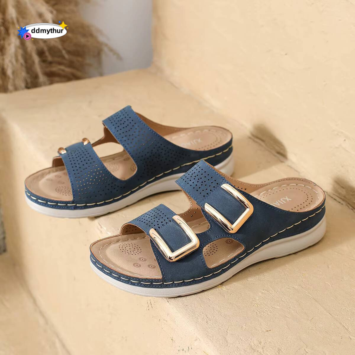 Woman 2024 Trend Women's Slippers Casual Flower Hollow Wedge Beach Shoes Outdoor Fashion Platform Comfortable Non-slip Sandals ddmythur