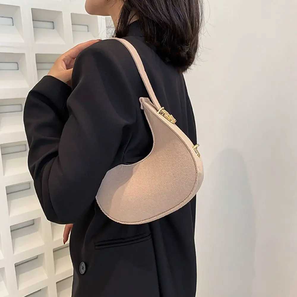Womens Crocodile Grain Underarm Bags Felt Fashion Shoulder Bag Cute Simple Handbags Female Purses Top-Handle Bags Z250617